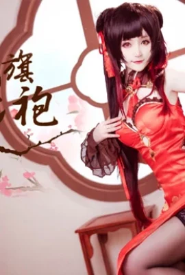 Cosplay Sườn xám hoa đào Tokisaki Kurumi “Date A Live”[CN: yui cá vàng](9 ảnh)