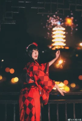 Date A Live Ba cặp yukata lễ hội mùa hè buộc tóc đuôi ngựa của Tokisaki Kurumi @大model大model (9 ảnh)