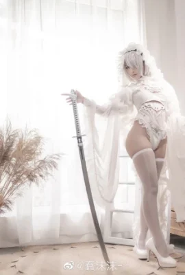 NieR: Automata 2B Fan kết hôn hoa đen trắng @StupidMomo- (9 ảnh)