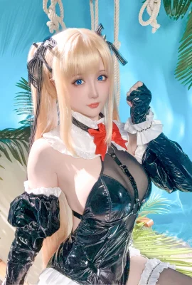 Coser Miss Star: Marie Rose Theme Sexy Black Leather High-Square với vớ đen thể hiện cơ thể hoàn hảo.