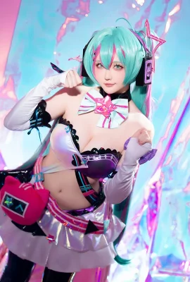 Coser Miss Star: Miku Hatsune Miku Mews Chủ đề chạy nhanh Sexy Lingerie With Black Leather Stockings Hiển thị cơ thể hoàn hảo.