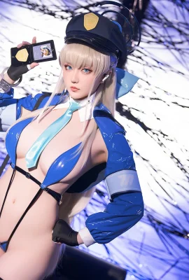 Coser Miss Star: Chủ đề của bộ đồ lót một mảnh màu xanh gợi cảm với vớ màu đen cho thấy hình ảnh cám dỗ cơ thể nóng bỏng 58p