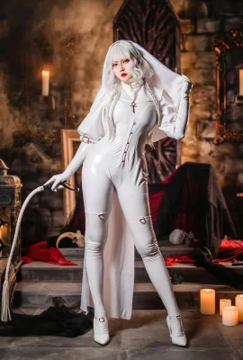 Người đẹp trực tuyến Natsuko Xia Xiazi Chủ đề nữ tu trắng Sexy White Onesie tiết lộ đồ lót ba điểm trắng hoàn hảo ảnh cám dỗ 61p